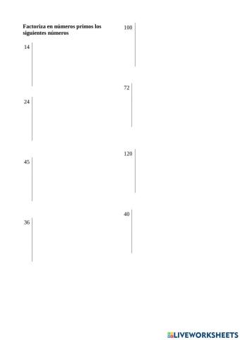 Factoriza los numeros