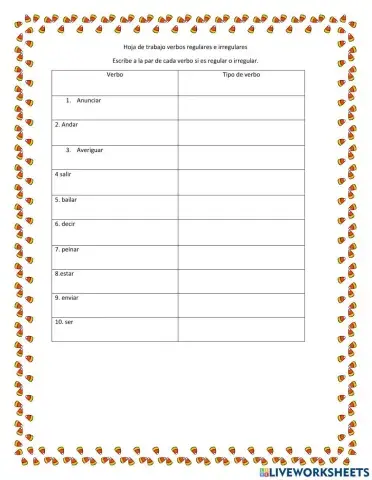 Verbos regulares e irregulares