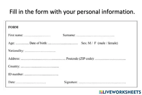 Personal information Form