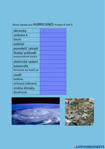 ANG 8 PROJECT 4 UNIT 5 HURRICANES - psaní