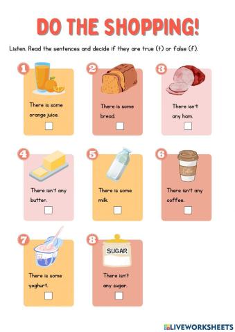 Listening- Do the shopping