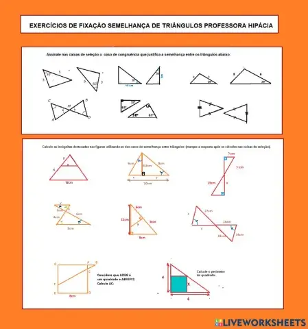 Semelhança de triângulos casos e exercícios
