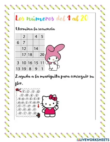 Los números del 1 al 20