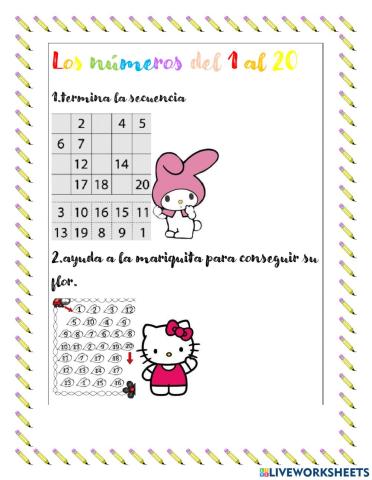 Los números del 1 al 20