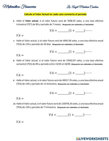 Calculo del Valor Actual 2