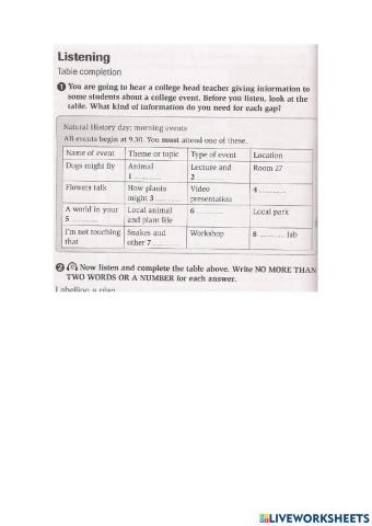Complete Ielts bands 4-5 Unit 5 table completion