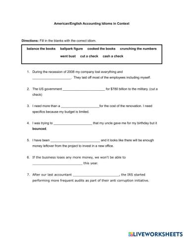 American?English Accounting Idioms in Context -1