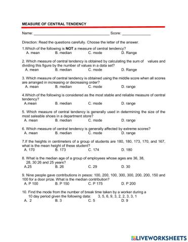 Measure of central tendency no. 1
