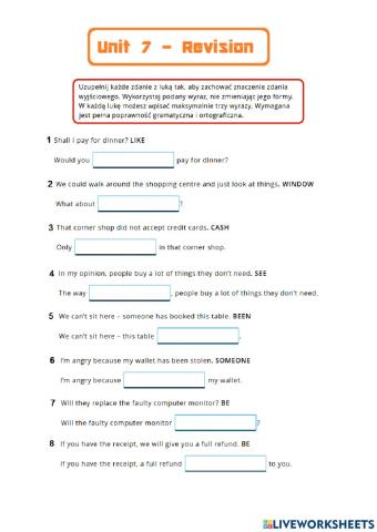 Unit 7 revision