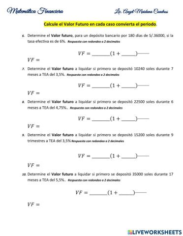 Calculo del Valor Futuro 2