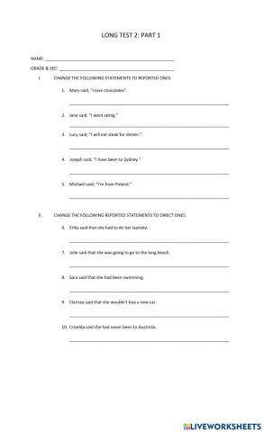 Direct and Indirect Speech