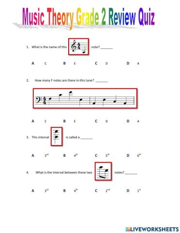 Music Theory Grade 2 Review Quiz