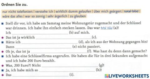 B 1.1. Lektion 10: Dialog ergänzen
