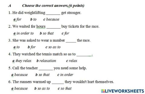 Linking Words of Purpose