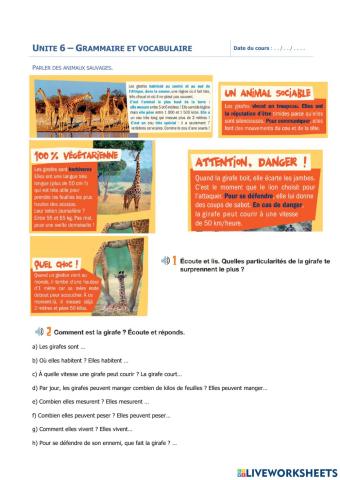 Les animaux de la savane et la comparaison