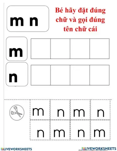 Bé hãy đặt đúng chữ và gọi đúng tên chữ cái