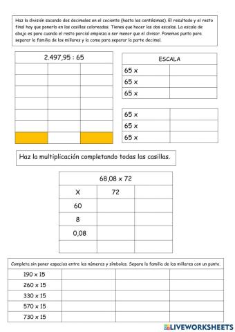 Práctica división y multplicación.