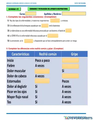 12. Cuidados y patologías del aparato respiratorio