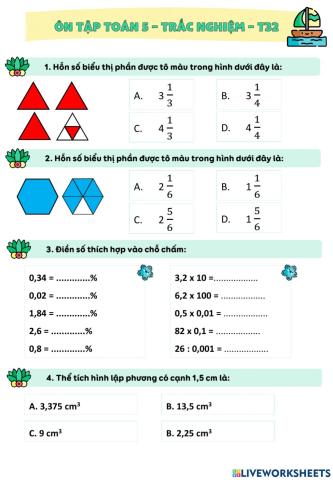 Bài tập toán trắc nghiệm t32