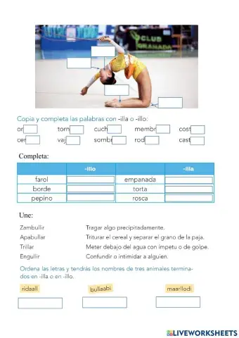 -illo -illa formas verbales con -y-