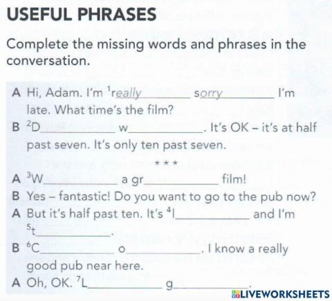 EF Beginner Vocabulary Homework Unit6A