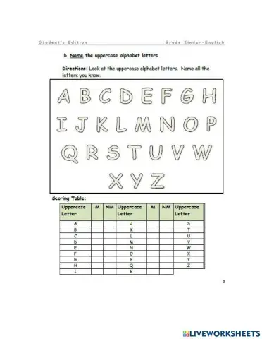 Kindergarten Puerto RICO DIagnostic Test part 2