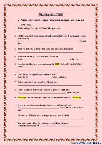 Paraphrasing + Tenses