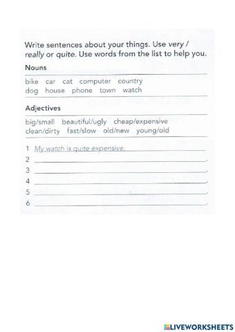 EF Elementary Grammar & Vocabulary Homework Unit2C