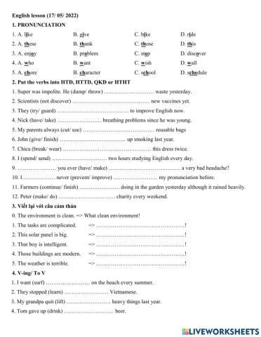 1805 Group 4 - V-ing, To V review