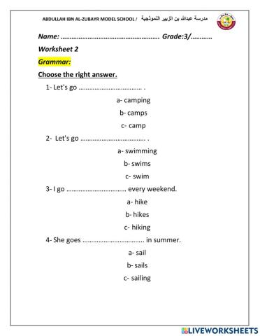 Grade 3 Revision 9 (grammar)