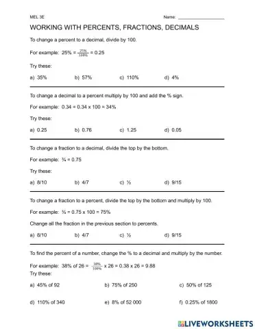 Working with percents