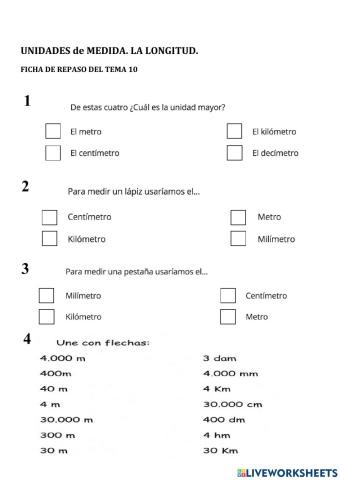 La longitud. Repaso de contenidos