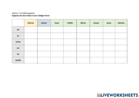 Lektion 7-9 Verbkonjugation