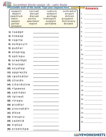 Lesson 18 - Latin Roots