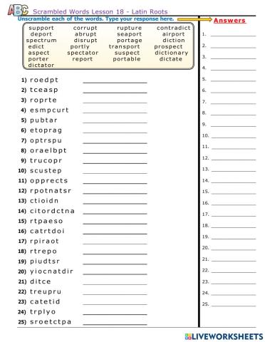 Lesson 18 - Latin Roots