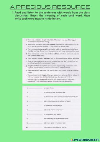 A Precious Resource I