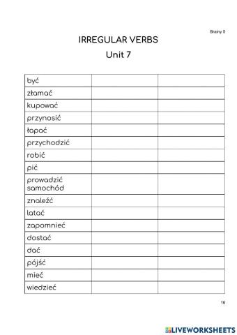 Irregular verbs