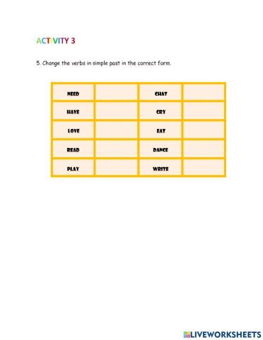Regular and Irregular verbs