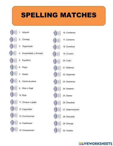 Spelling matches
