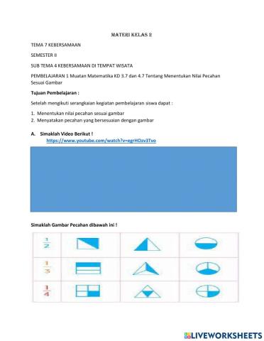 Latihan menentukan nilai pecahan