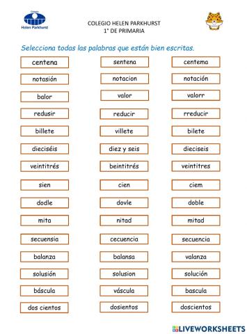 Vocabulario matemático