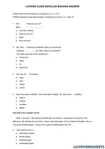 Latihan Ujian Sekolah Kelas 6