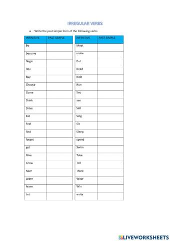 Irregular verbs