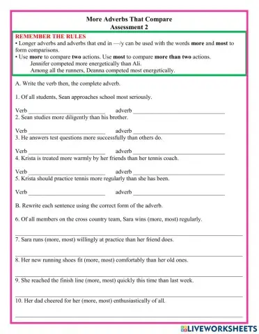 More adverbs that compare