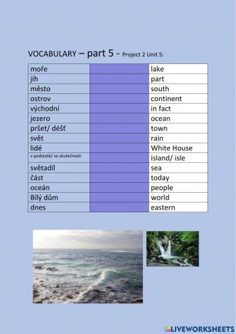 ANG 6 PROJECT 2 UNIT 5  - vocabulary - part 5 - drag and drop