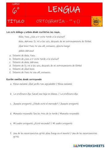 Otros signos de ortografía