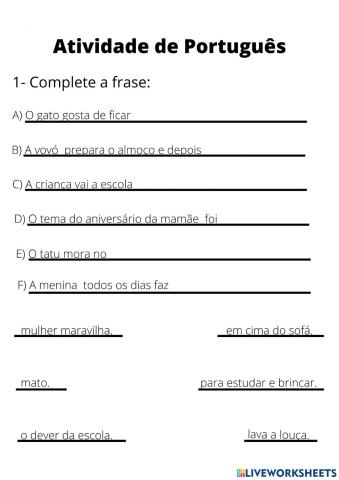 Complete a frase