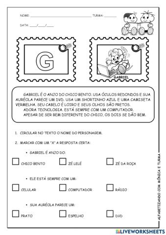 Interpretação de texto TURMA DA MONICA