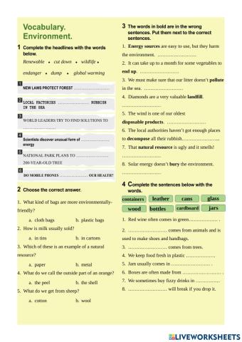 4º ESO environment multiple choice
