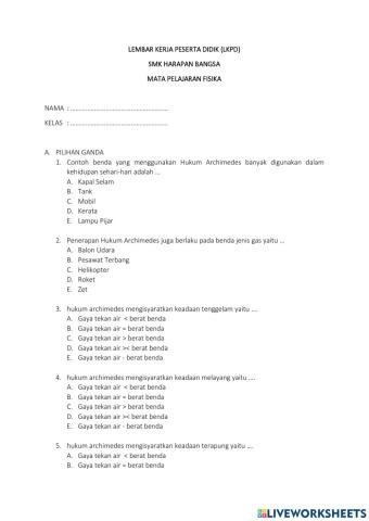 E-lkpd Hukum Archimedes